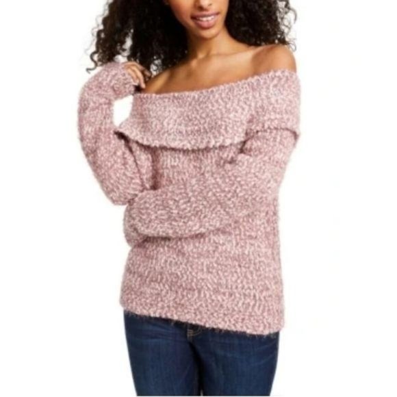 Freshman Sweaters - Fuzzy Off The Shoulder Sweater
